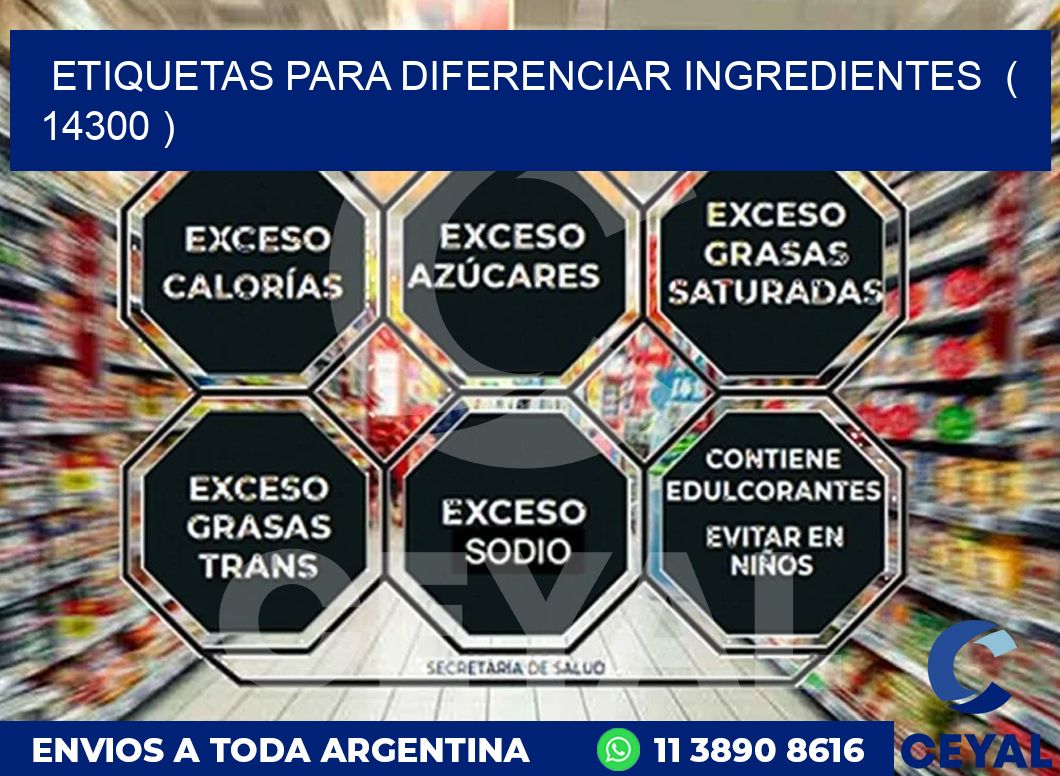 ETIQUETAS PARA DIFERENCIAR INGREDIENTES  ( 14300 )