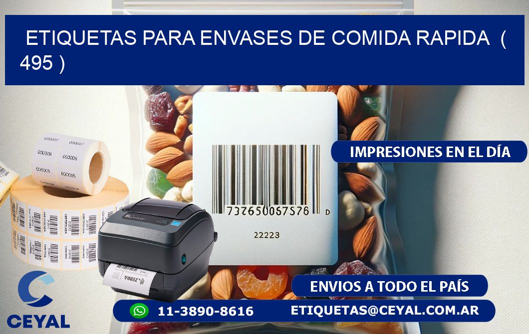 ETIQUETAS PARA ENVASES DE COMIDA RAPIDA  ( 495 )
