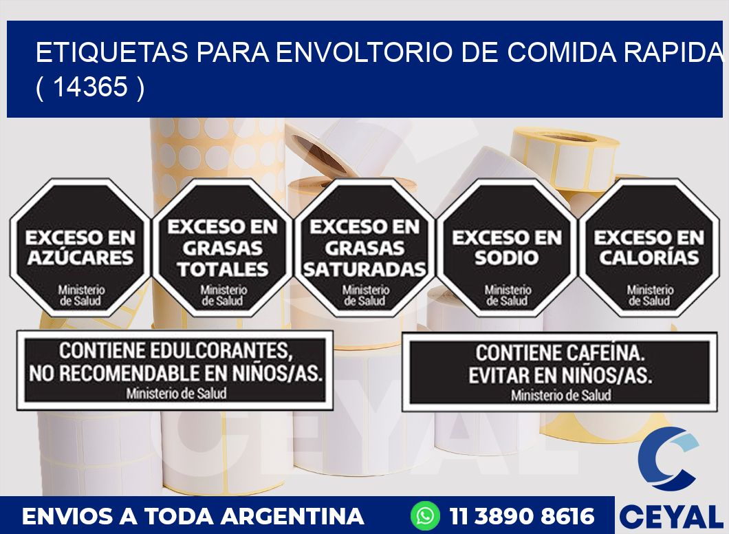 ETIQUETAS PARA ENVOLTORIO DE COMIDA RAPIDA  ( 14365 )