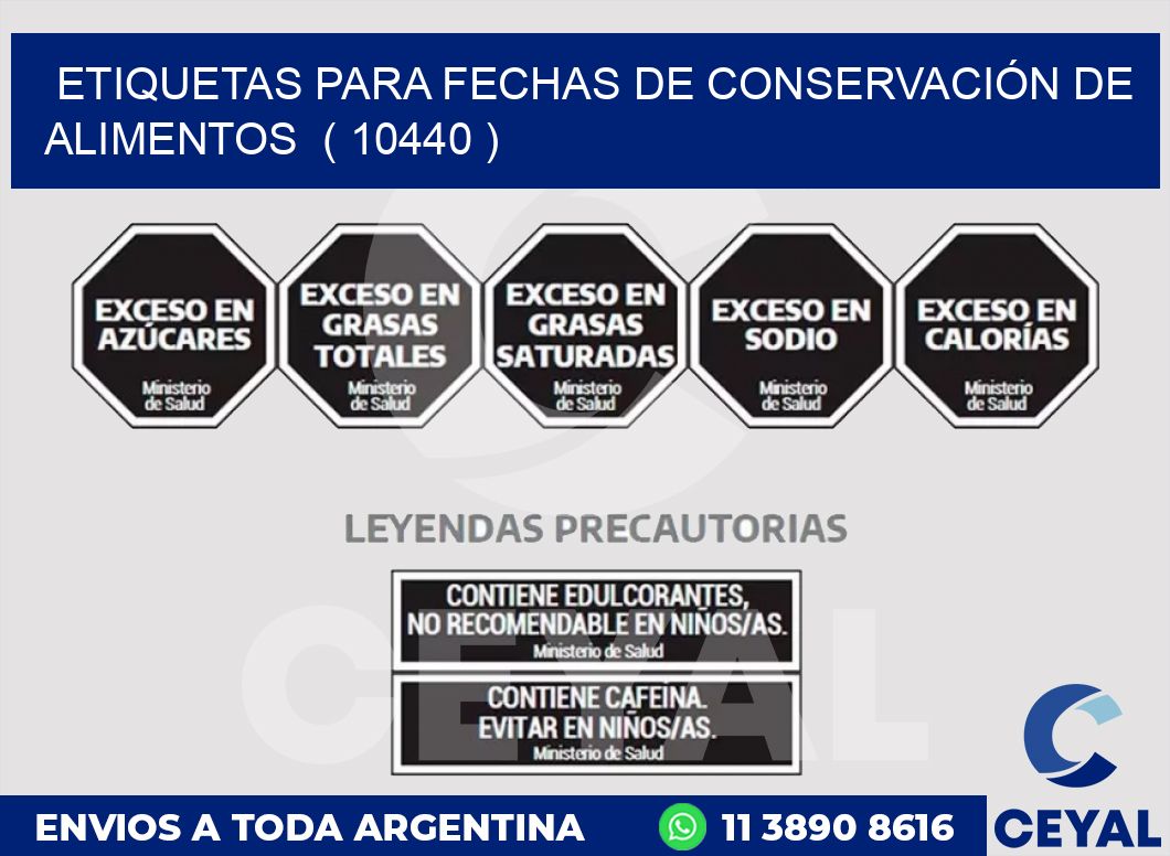 ETIQUETAS PARA FECHAS DE CONSERVACIÓN DE ALIMENTOS  ( 10440 )