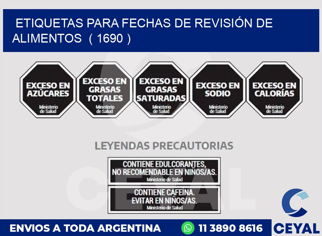 ETIQUETAS PARA FECHAS DE REVISIÓN DE ALIMENTOS  ( 1690 )