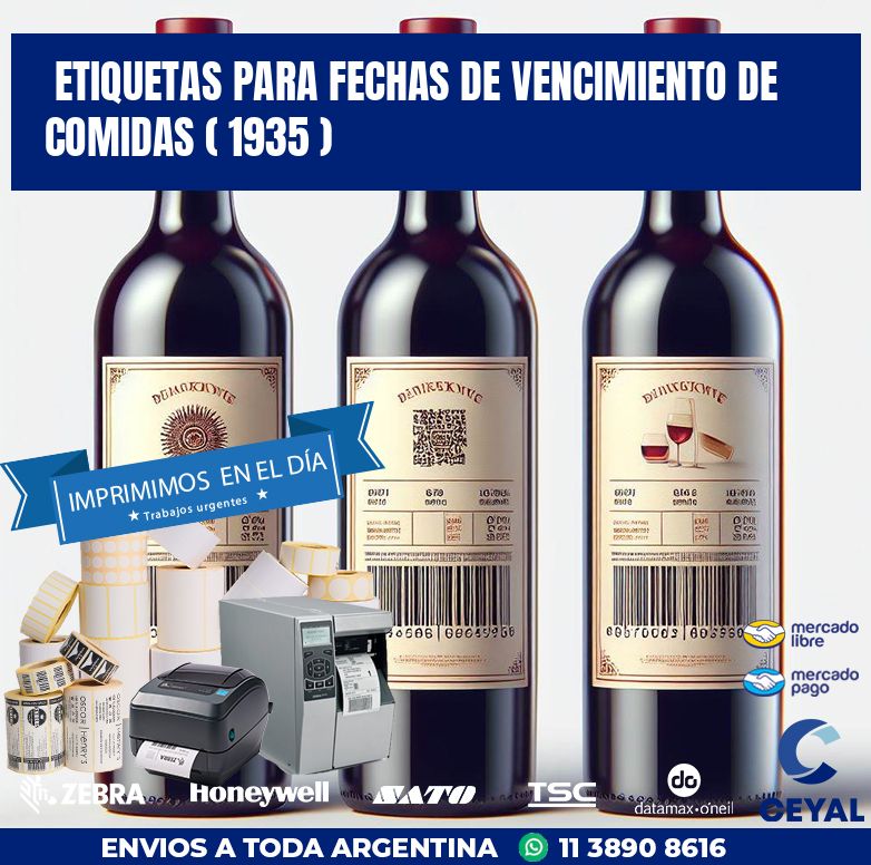 ETIQUETAS PARA FECHAS DE VENCIMIENTO DE COMIDAS ( 1935 )
