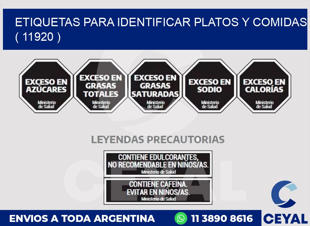 ETIQUETAS PARA IDENTIFICAR PLATOS Y COMIDAS  ( 11920 )