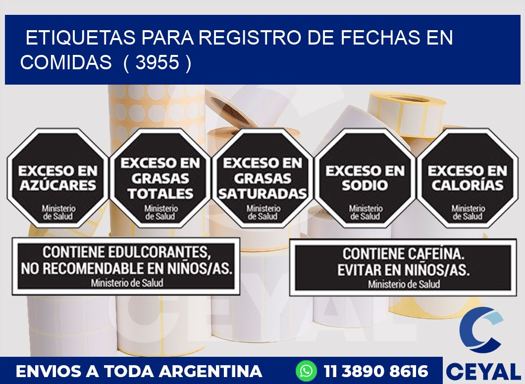 ETIQUETAS PARA REGISTRO DE FECHAS EN COMIDAS  ( 3955 )