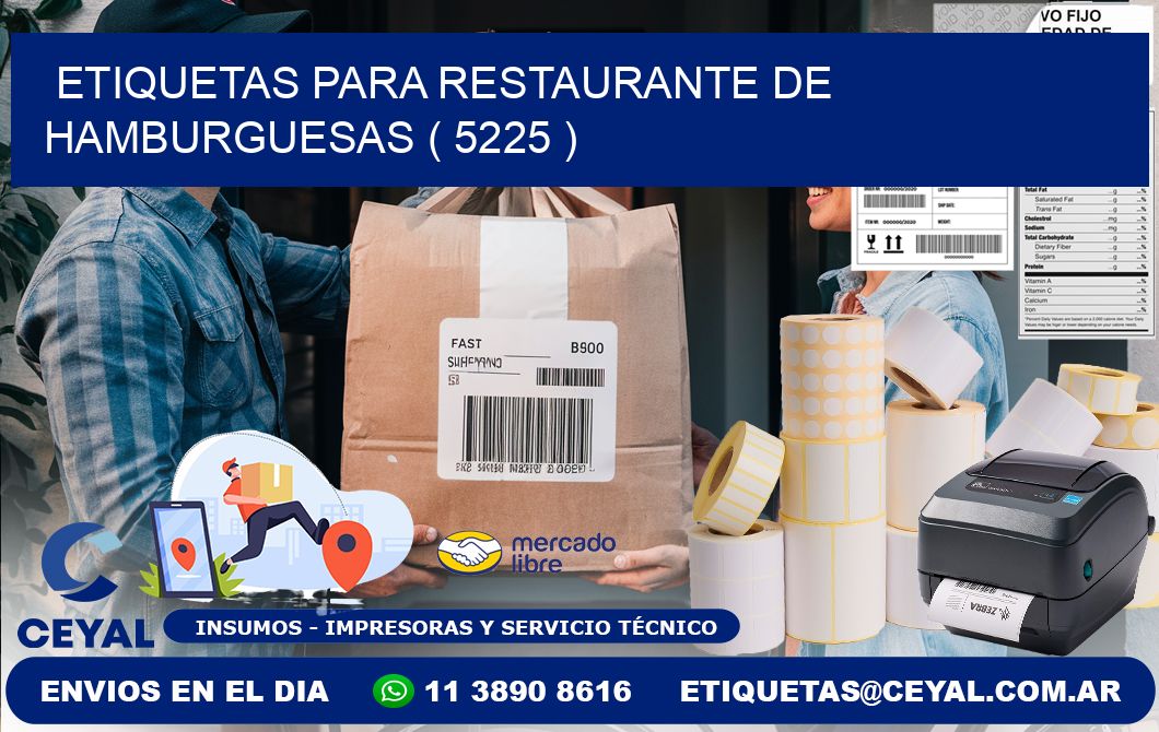 ETIQUETAS PARA RESTAURANTE DE HAMBURGUESAS ( 5225 )
