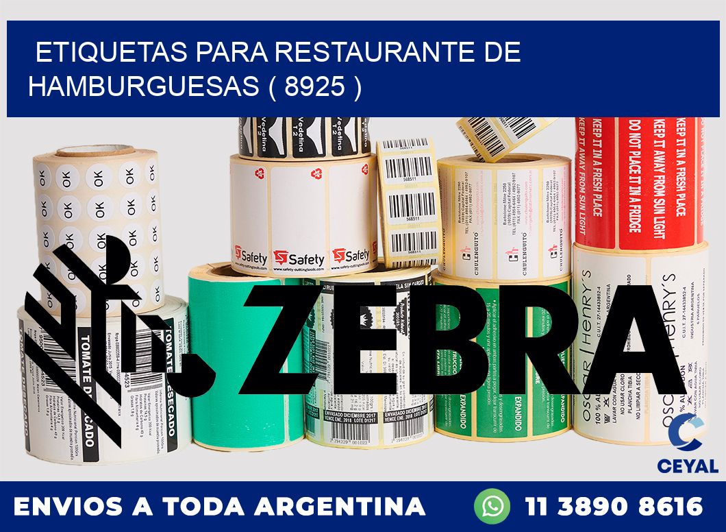 ETIQUETAS PARA RESTAURANTE DE HAMBURGUESAS ( 8925 )