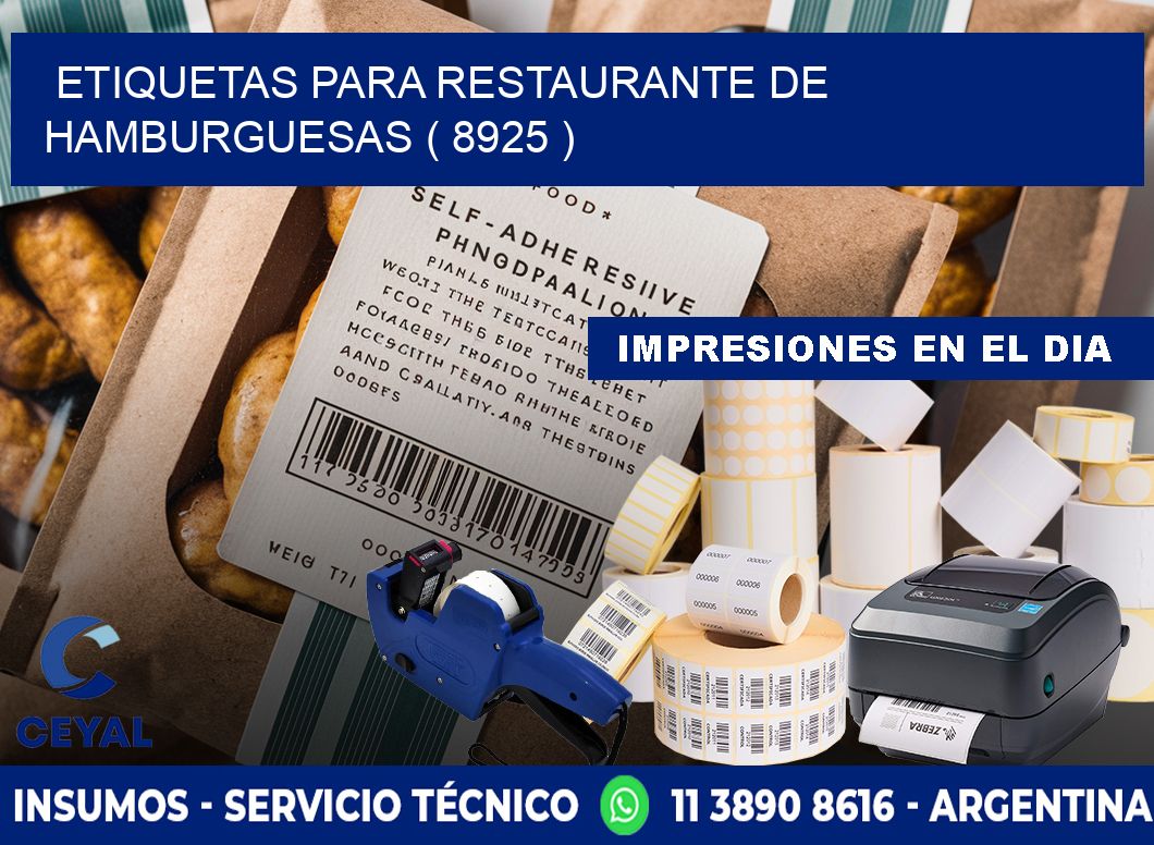ETIQUETAS PARA RESTAURANTE DE HAMBURGUESAS ( 8925 )