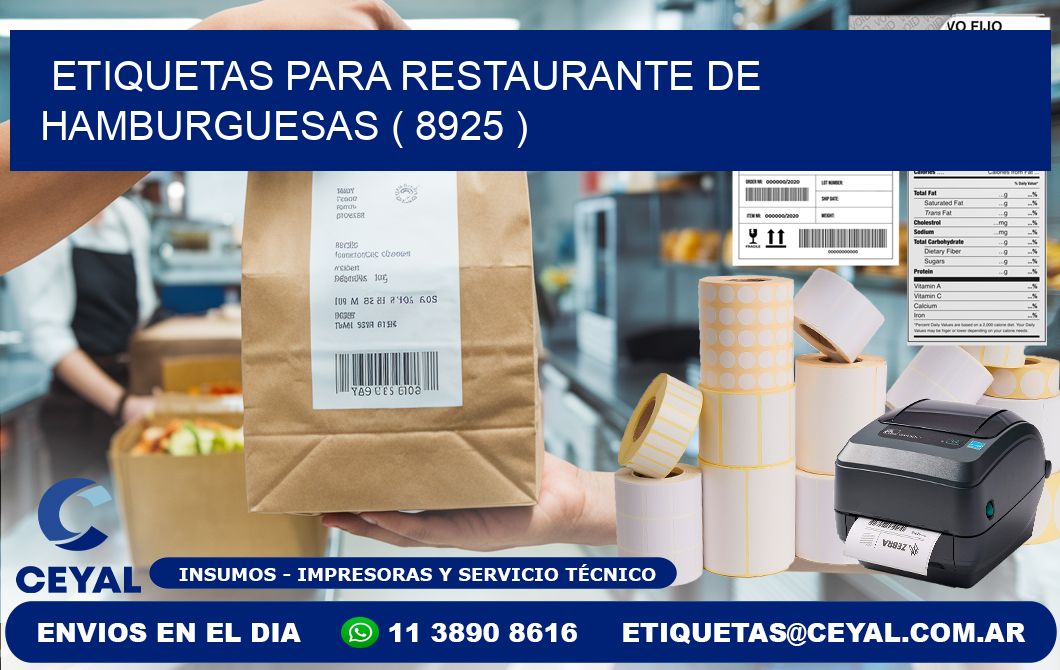ETIQUETAS PARA RESTAURANTE DE HAMBURGUESAS ( 8925 )