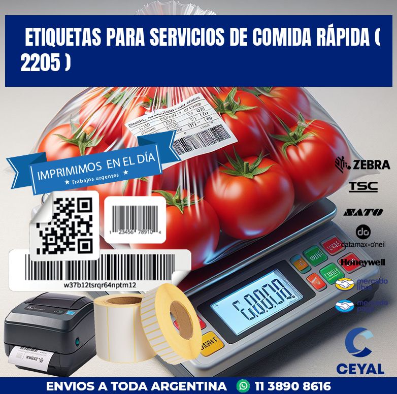 ETIQUETAS PARA SERVICIOS DE COMIDA RÁPIDA ( 2205 )