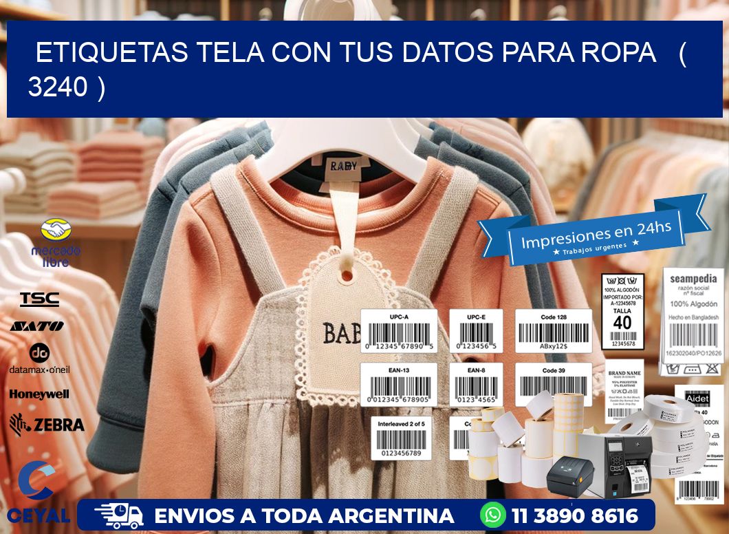 ETIQUETAS TELA CON TUS DATOS PARA ROPA   ( 3240 )