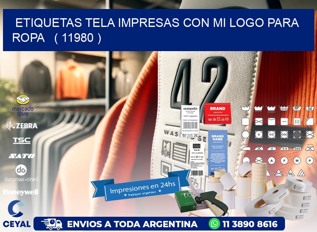 ETIQUETAS TELA IMPRESAS CON MI LOGO PARA ROPA   ( 11980 )