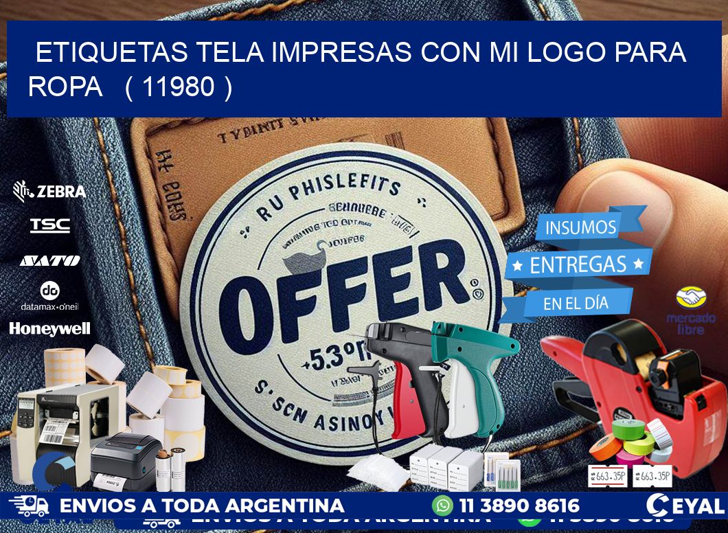 ETIQUETAS TELA IMPRESAS CON MI LOGO PARA ROPA   ( 11980 )