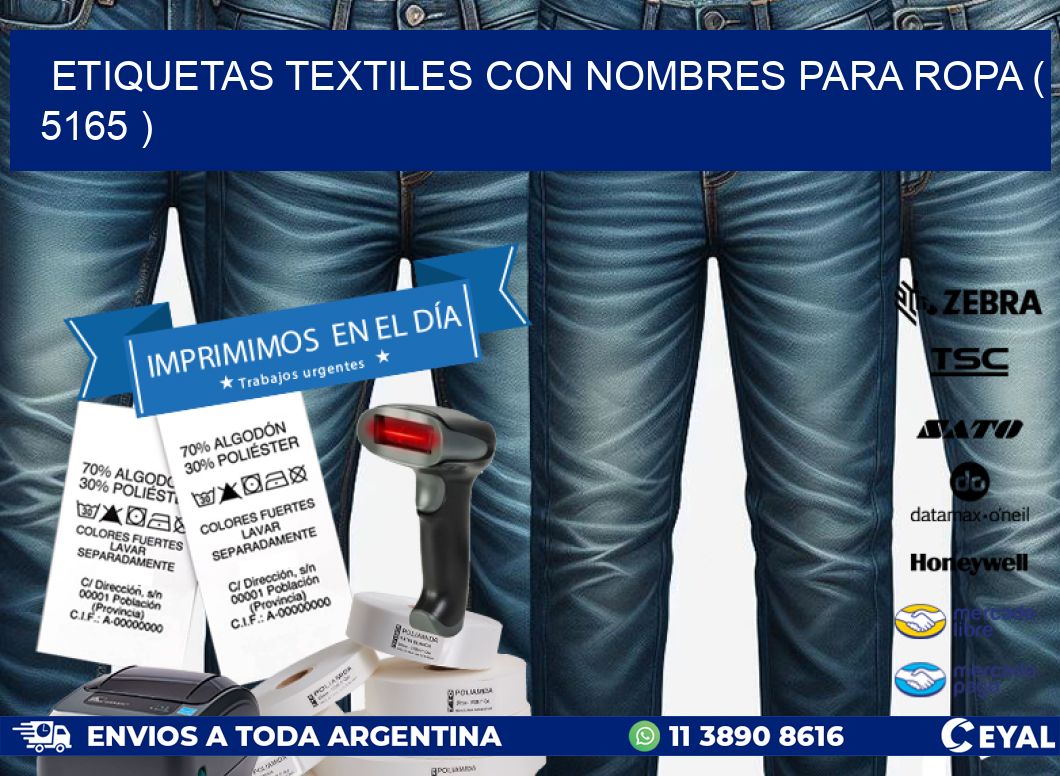 ETIQUETAS TEXTILES CON NOMBRES PARA ROPA ( 5165 )