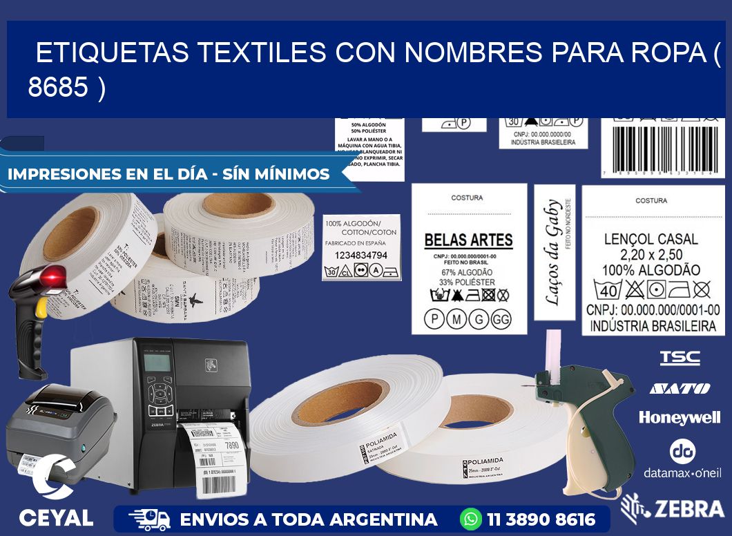 ETIQUETAS TEXTILES CON NOMBRES PARA ROPA ( 8685 )