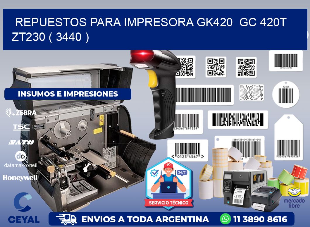 REPUESTOS PARA IMPRESORA GK420  GC 420T ZT230 ( 3440 )