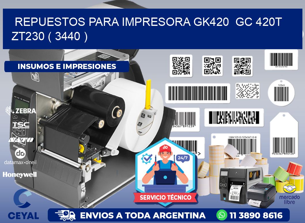 REPUESTOS PARA IMPRESORA GK420  GC 420T ZT230 ( 3440 )