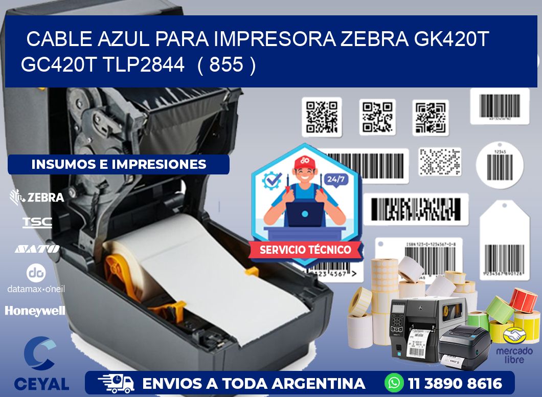 cable azul para impresora zebra GK420T GC420T TLP2844  ( 855 )