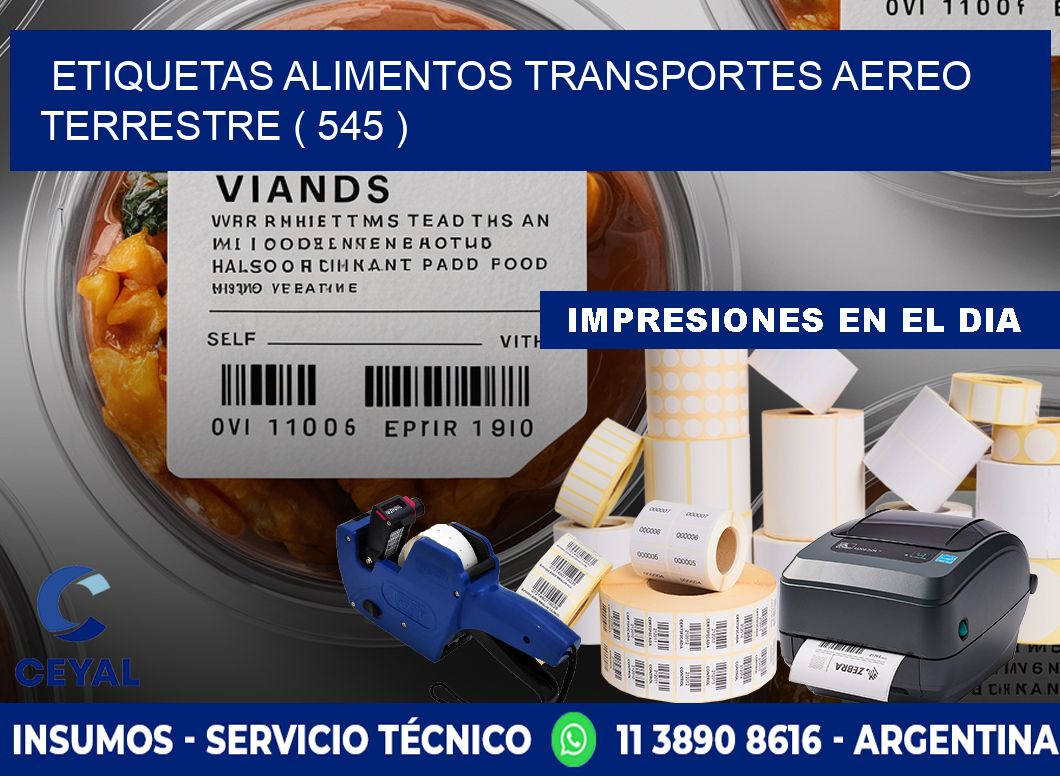 etiquetas alimentos transportes aereo terrestre ( 545 )