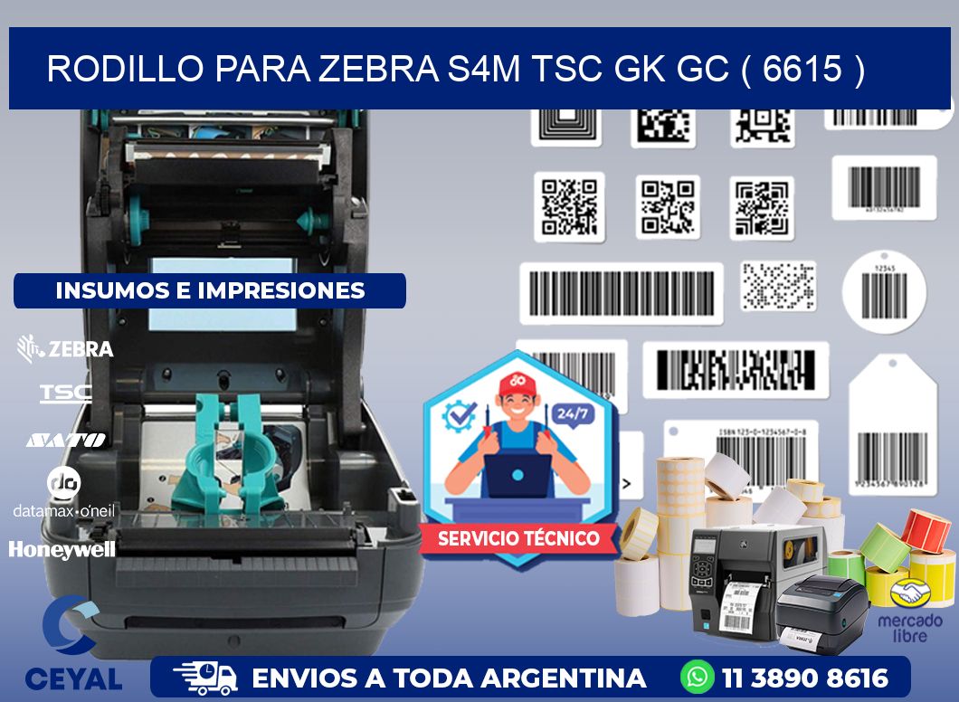 rodillo para zebra S4M TSC GK GC ( 6615 )
