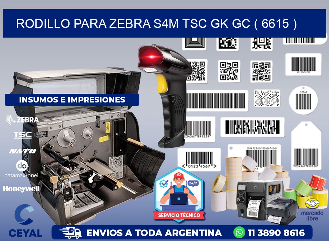 rodillo para zebra S4M TSC GK GC ( 6615 )