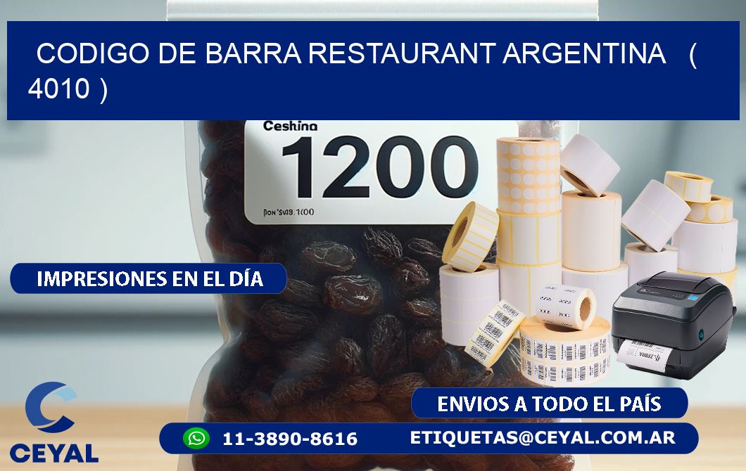 CODIGO DE BARRA RESTAURANT ARGENTINA   ( 4010 )