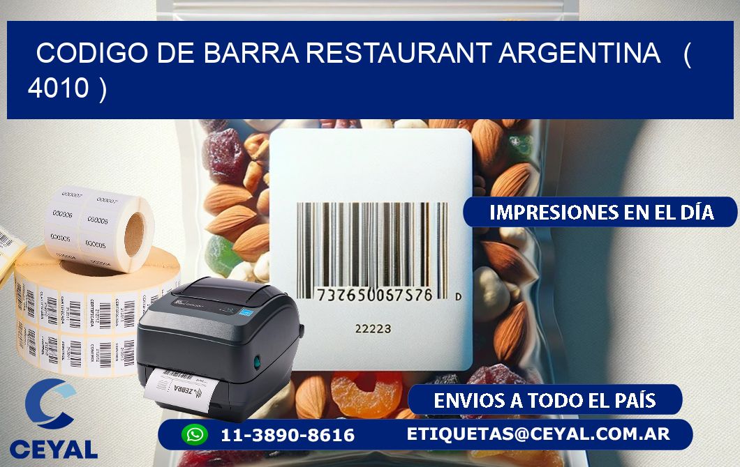 CODIGO DE BARRA RESTAURANT ARGENTINA   ( 4010 )
