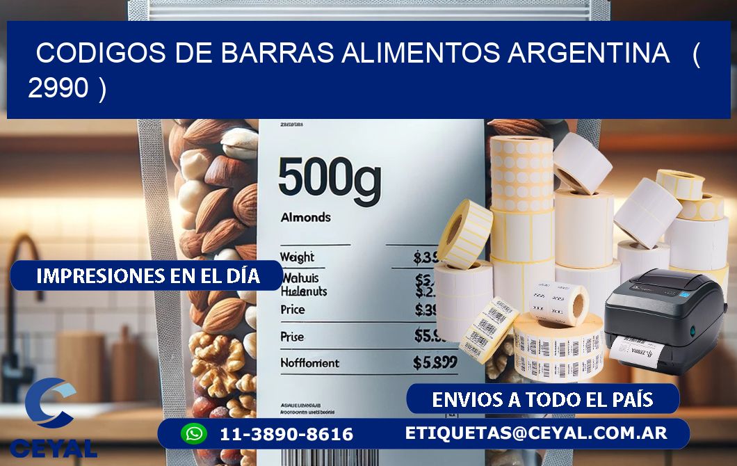 CODIGOS DE BARRAS ALIMENTOS ARGENTINA   ( 2990 )