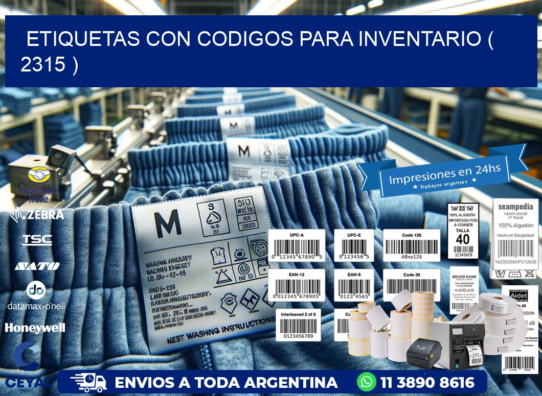 ETIQUETAS CON CODIGOS PARA INVENTARIO ( 2315 )