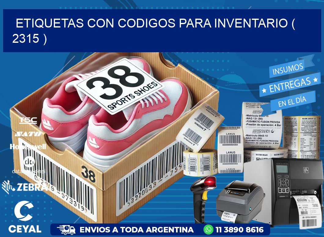 ETIQUETAS CON CODIGOS PARA INVENTARIO ( 2315 )