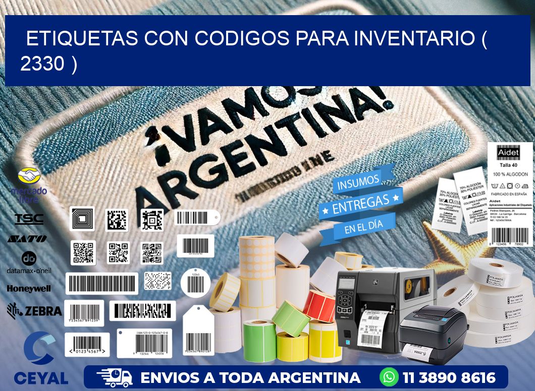 ETIQUETAS CON CODIGOS PARA INVENTARIO ( 2330 )