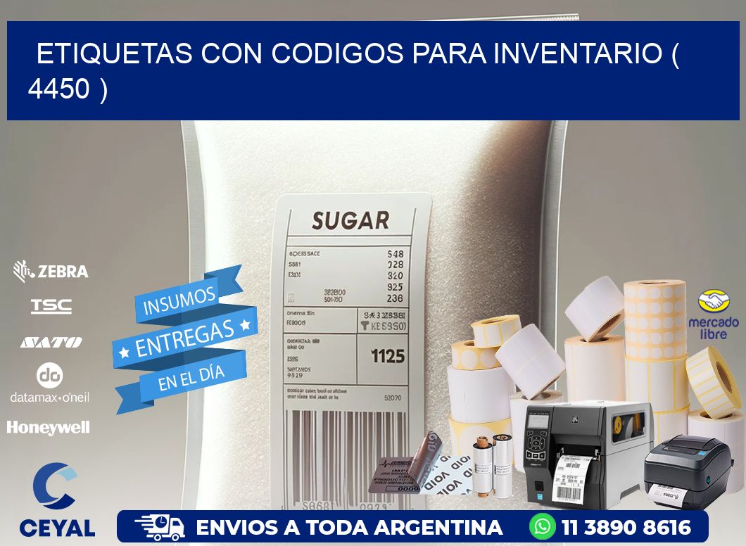 ETIQUETAS CON CODIGOS PARA INVENTARIO ( 4450 )