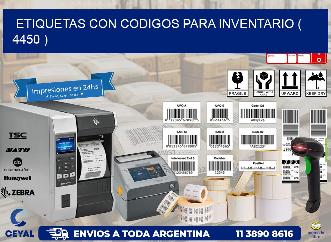 ETIQUETAS CON CODIGOS PARA INVENTARIO ( 4450 )