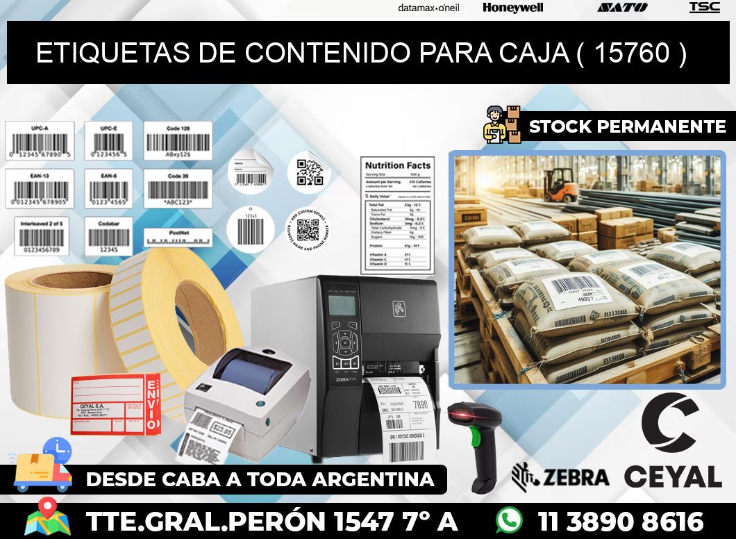 ETIQUETAS DE CONTENIDO PARA CAJA ( 15760 )