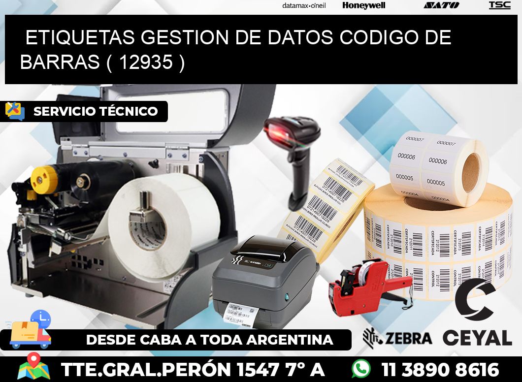 ETIQUETAS GESTION DE DATOS CODIGO DE BARRAS ( 12935 )