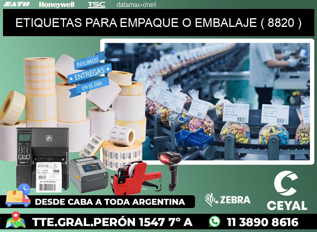 ETIQUETAS PARA EMPAQUE O EMBALAJE ( 8820 )