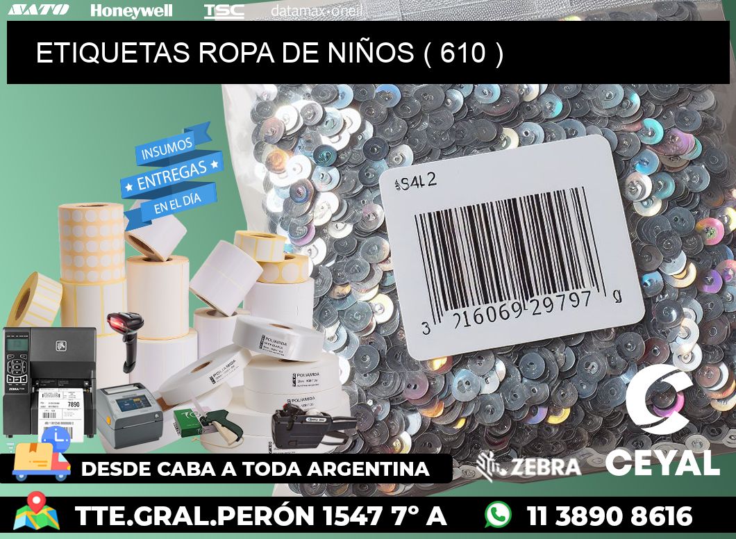 ETIQUETAS ROPA DE NIÑOS ( 610 )