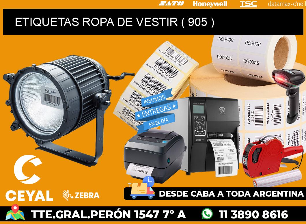 ETIQUETAS ROPA DE VESTIR ( 905 )