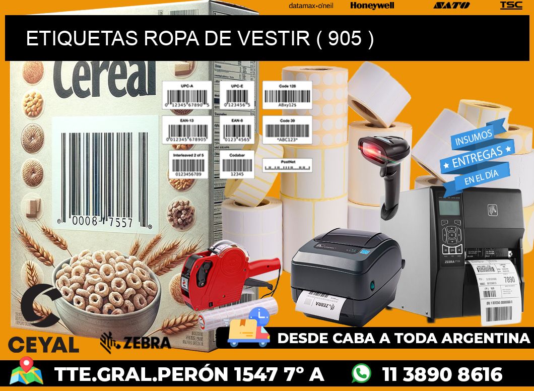 ETIQUETAS ROPA DE VESTIR ( 905 )