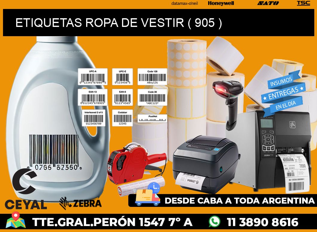 ETIQUETAS ROPA DE VESTIR ( 905 )