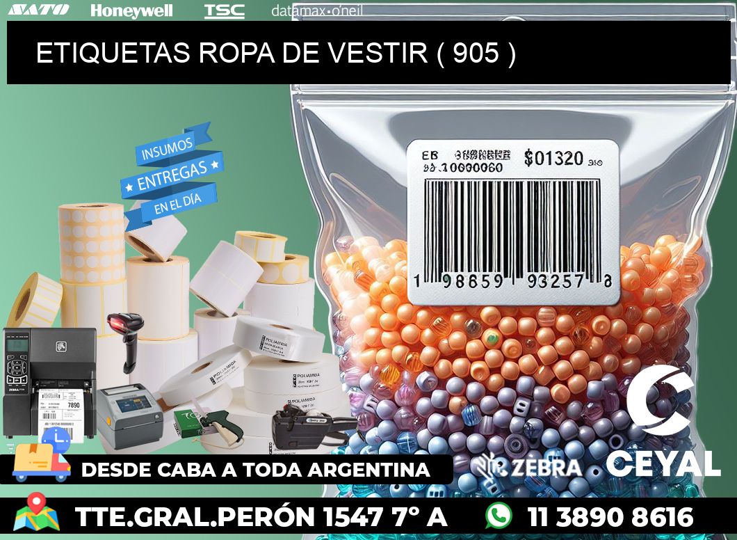 ETIQUETAS ROPA DE VESTIR ( 905 )