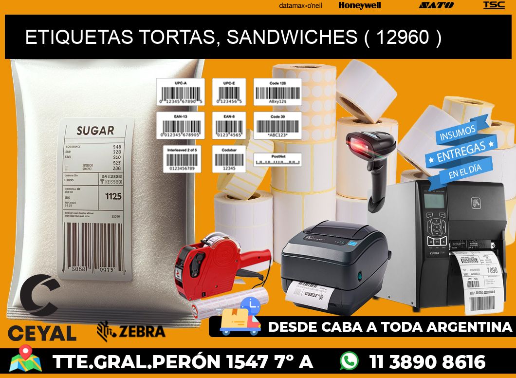 ETIQUETAS TORTAS, SANDWICHES ( 12960 )