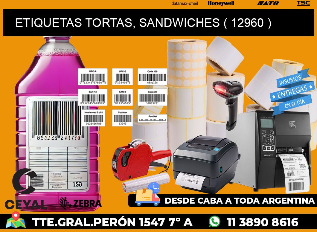 ETIQUETAS TORTAS, SANDWICHES ( 12960 )