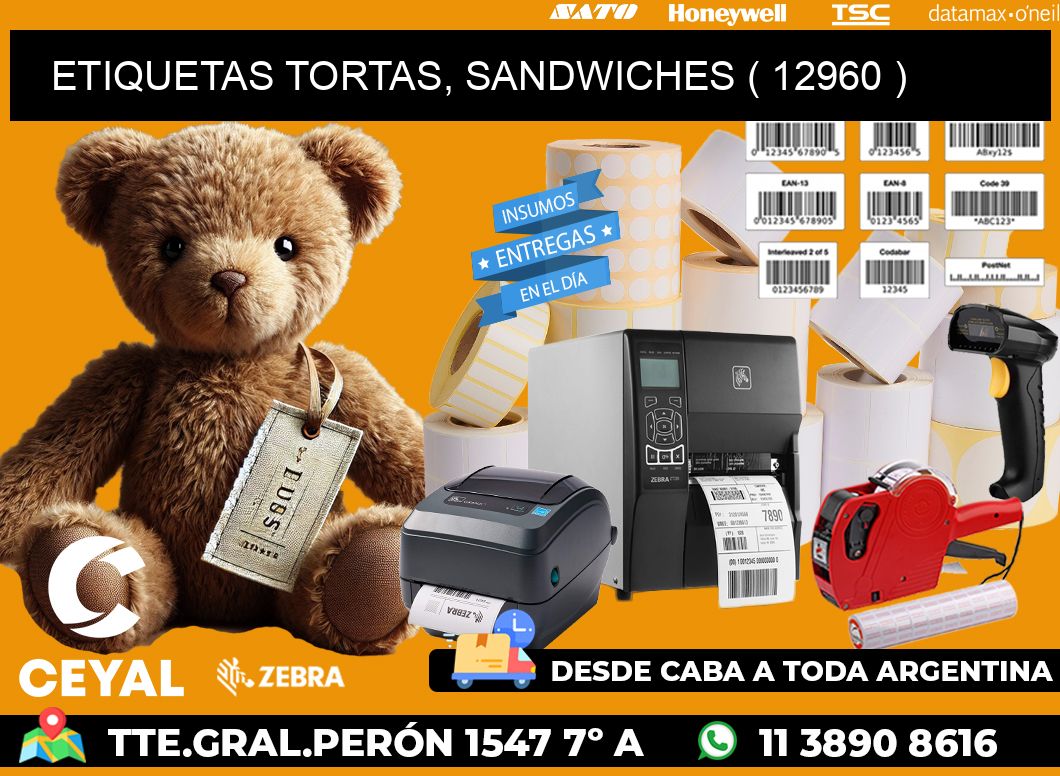 ETIQUETAS TORTAS, SANDWICHES ( 12960 )