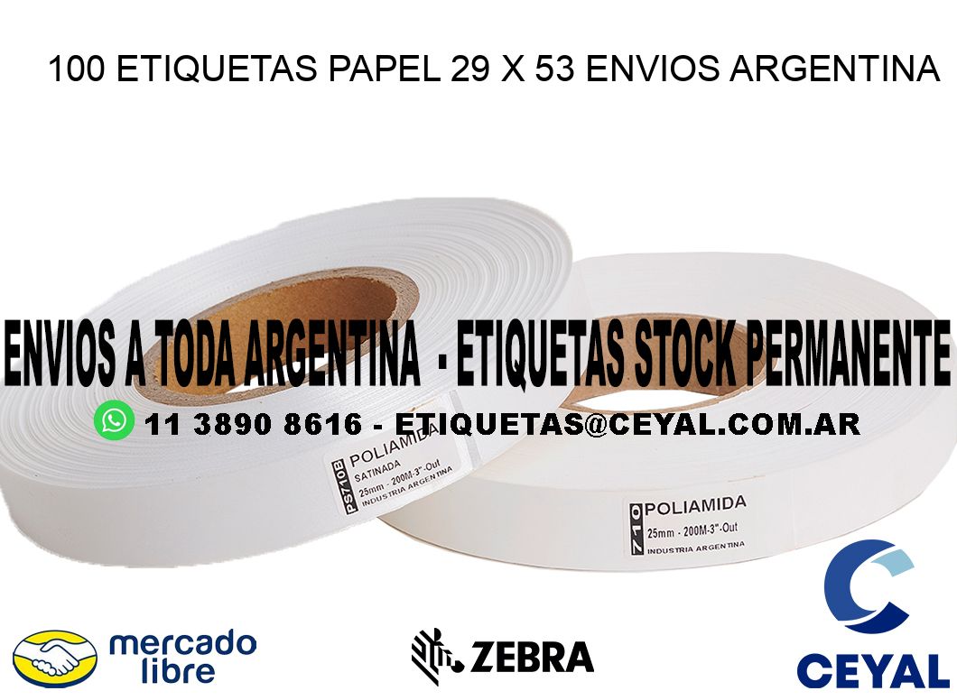 100 ETIQUETAS PAPEL 29 x 53 ENVIOS ARGENTINA