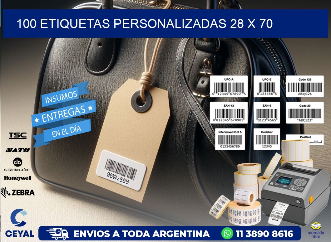 100 ETIQUETAS PERSONALIZADAS 28 x 70
