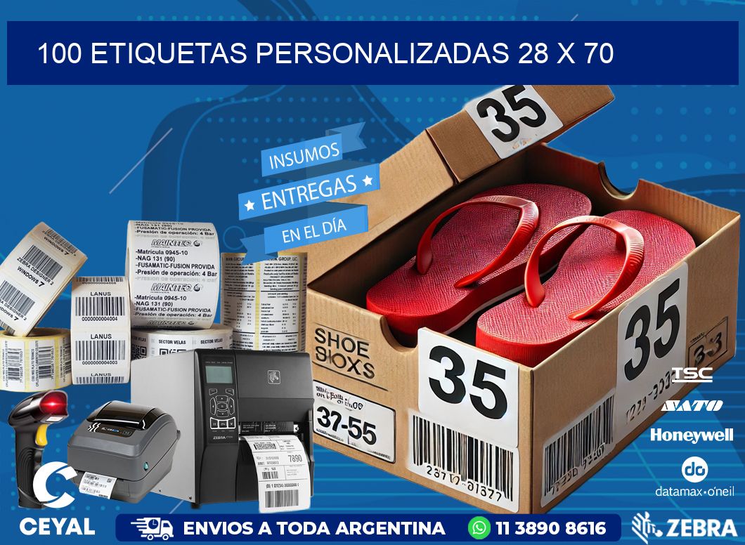 100 ETIQUETAS PERSONALIZADAS 28 x 70