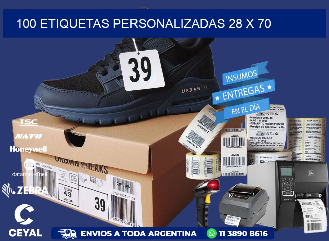 100 ETIQUETAS PERSONALIZADAS 28 x 70