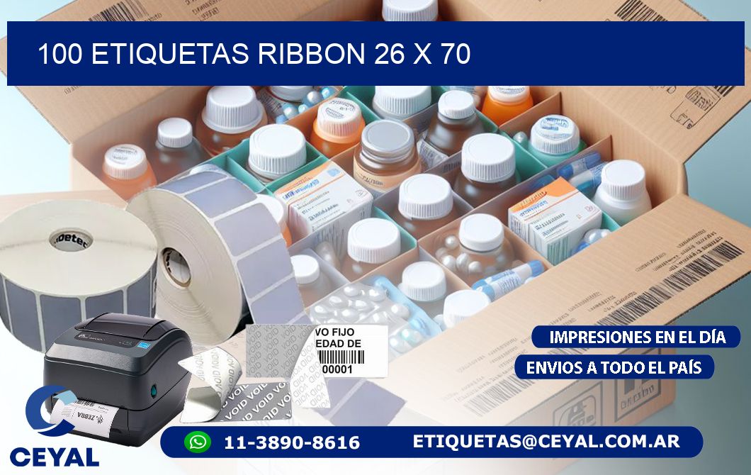 100 ETIQUETAS RIBBON 26 x 70