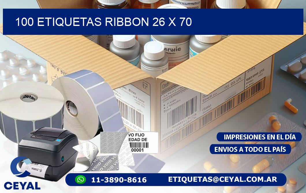 100 ETIQUETAS RIBBON 26 x 70