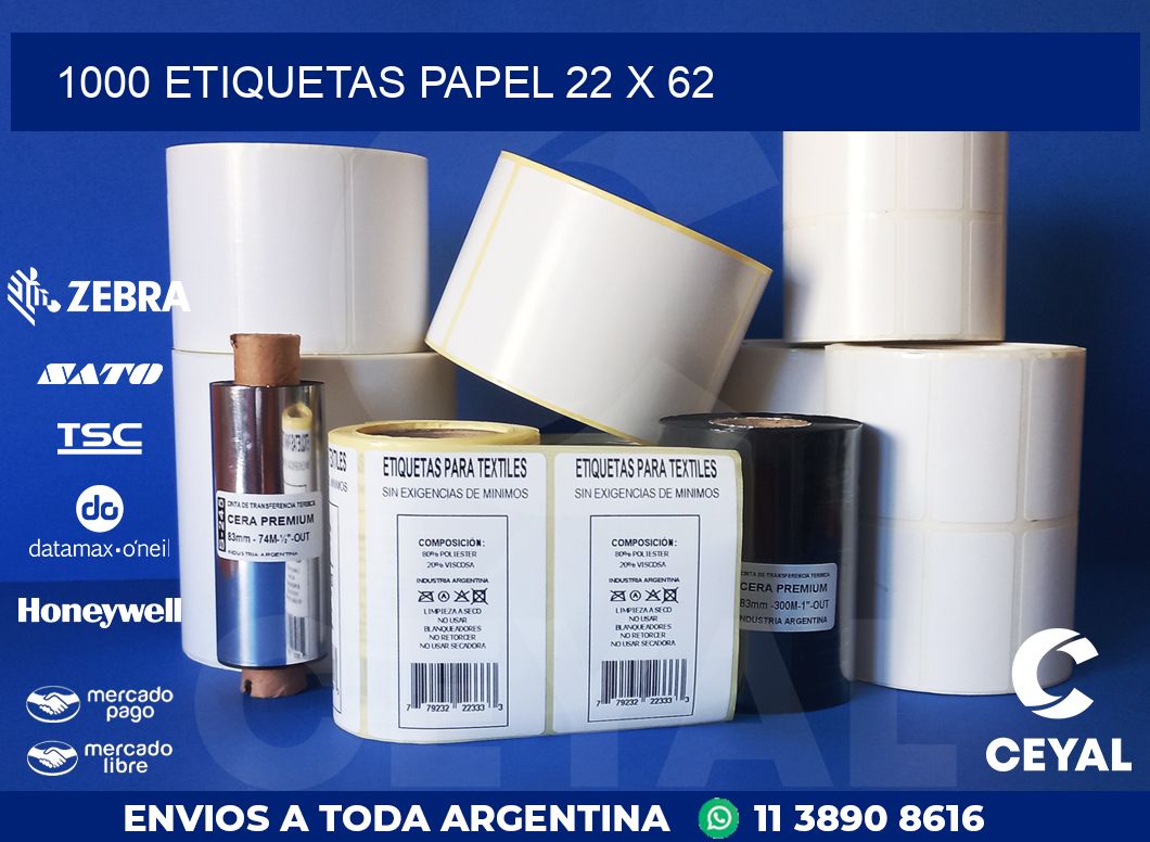 1000 ETIQUETAS PAPEL 22 x 62